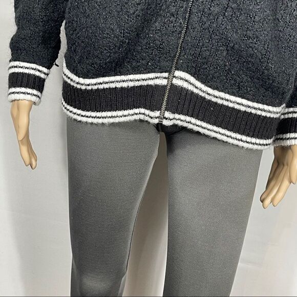 A New Day Womens Fuzzy Black Bomber Jacket - Picture 9 of 15